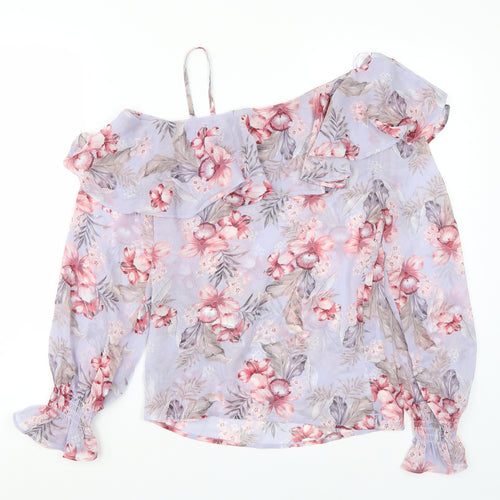 Newlook Womens Purple Floral  Basic Blouse Size 8