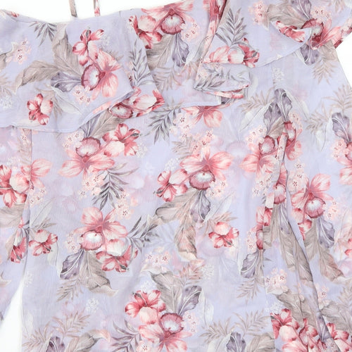 Newlook Womens Purple Floral  Basic Blouse Size 8