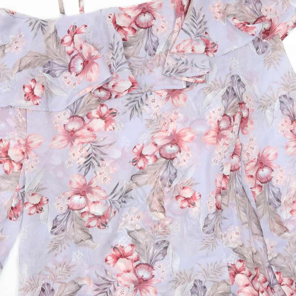 Newlook Womens Purple Floral  Basic Blouse Size 8