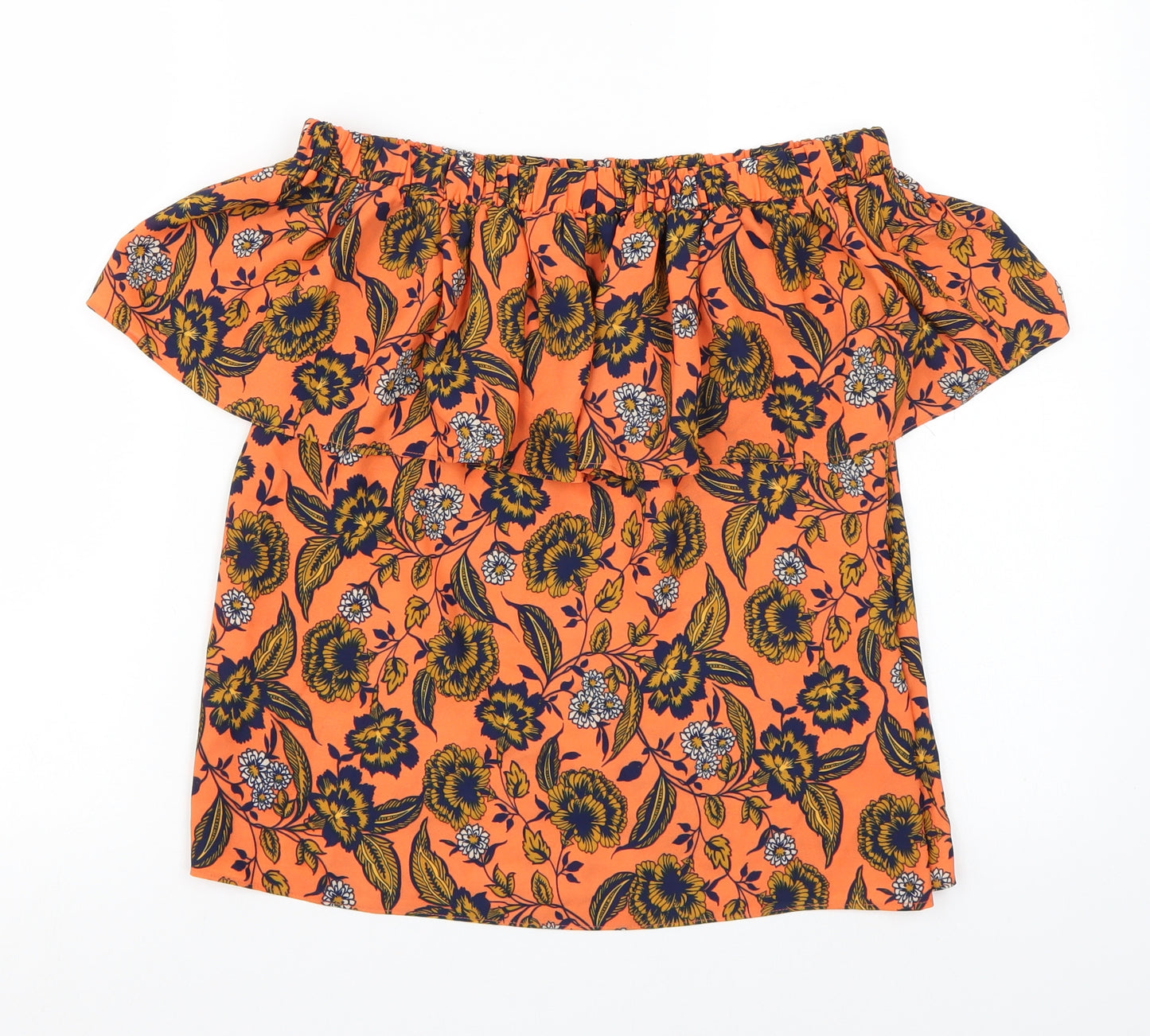 Peacocks Womens Orange Floral  Basic Blouse Size 8