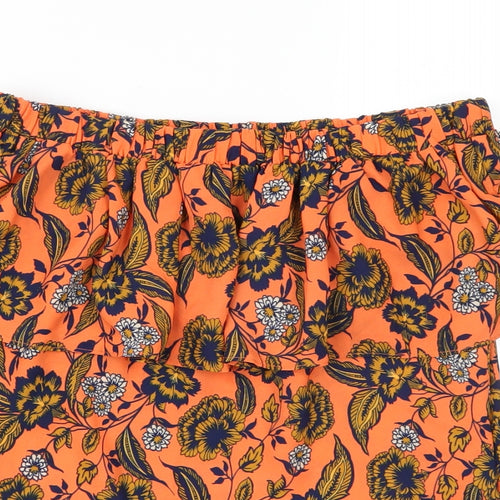 Peacocks Womens Orange Floral  Basic Blouse Size 8