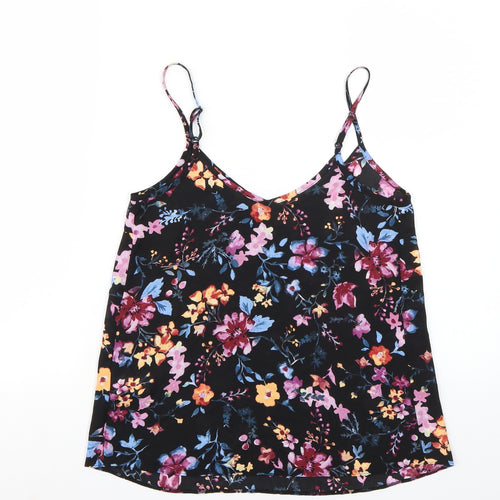 Primark Womens Black Floral  Basic T-Shirt Size 4