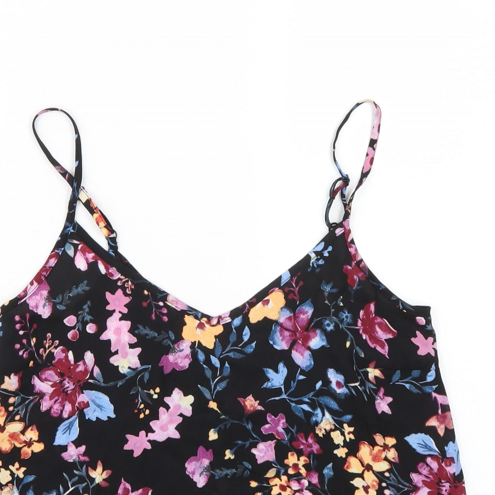 Primark Womens Black Floral  Basic T-Shirt Size 4