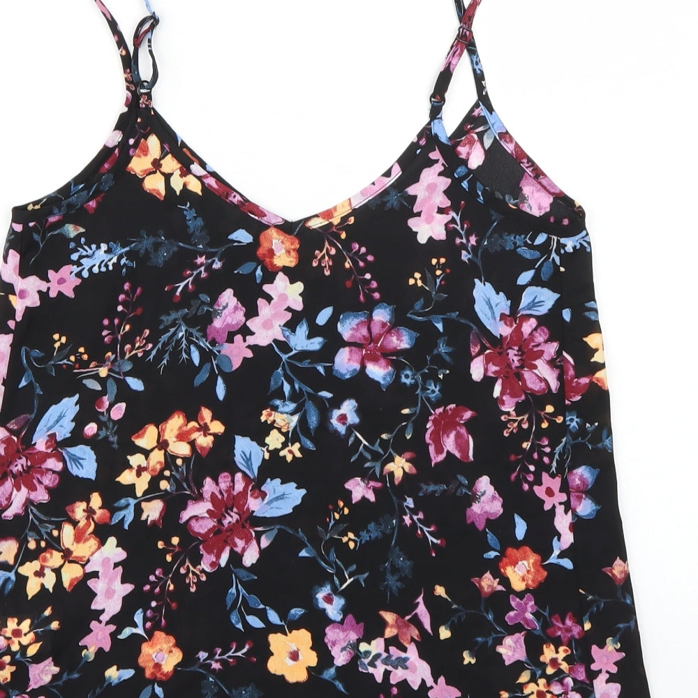 Primark Womens Black Floral  Basic T-Shirt Size 4