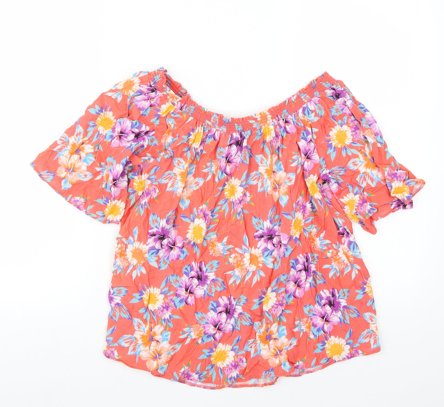 George Womens Orange Floral  Basic Tank Size 10