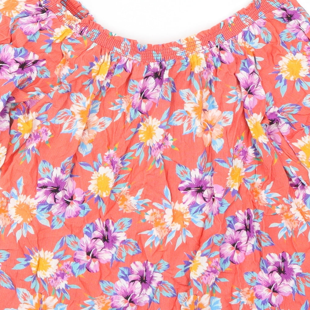 George Womens Orange Floral  Basic Tank Size 10