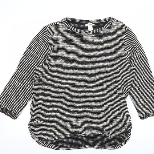 H&M Womens Black Striped Knit Pullover Jumper Size M