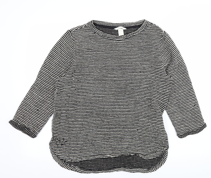 H&M Womens Black Striped Knit Pullover Jumper Size M