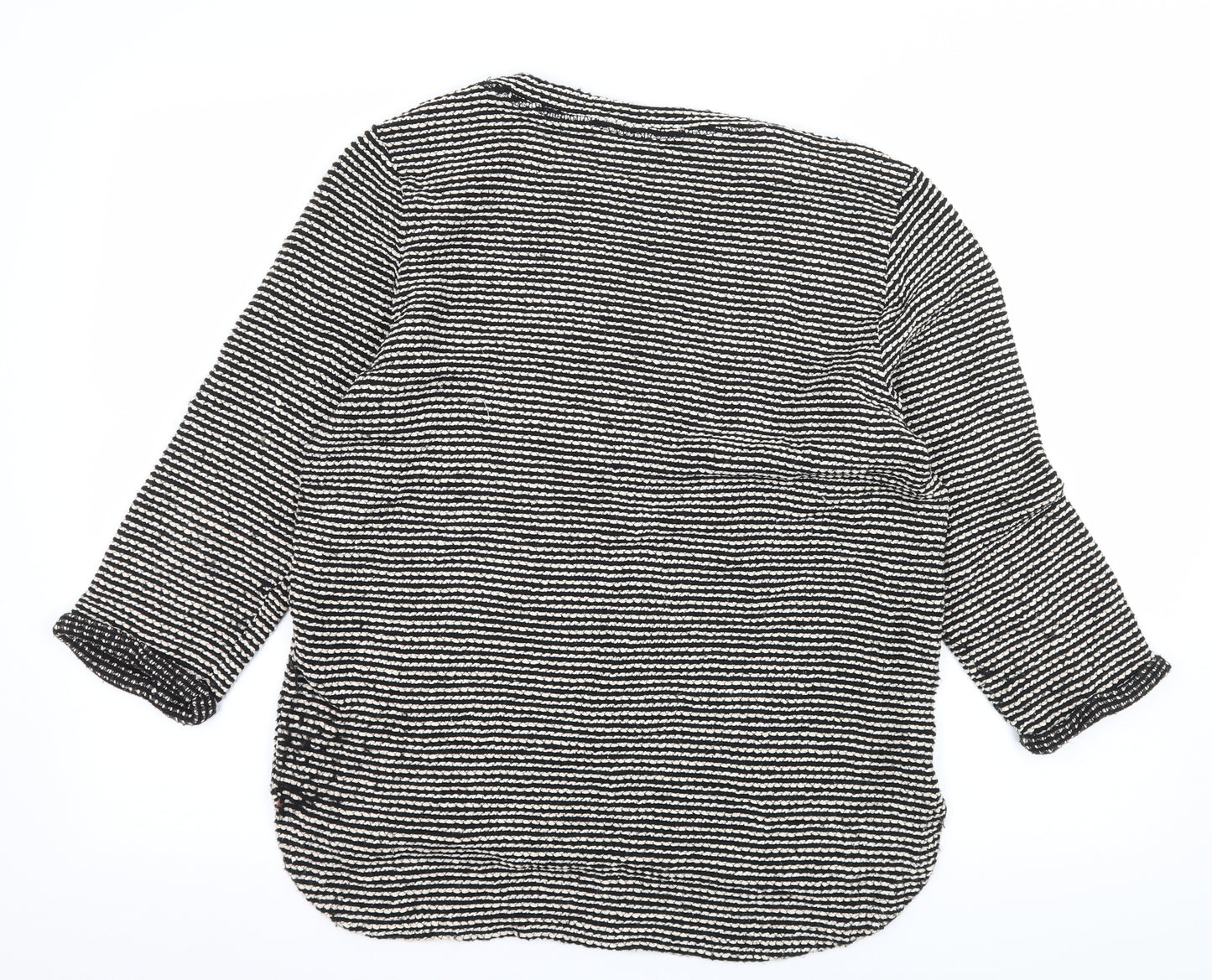 H&M Womens Black Striped Knit Pullover Jumper Size M