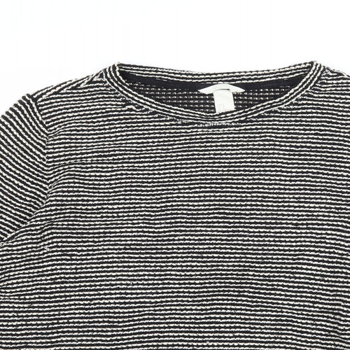 H&M Womens Black Striped Knit Pullover Jumper Size M