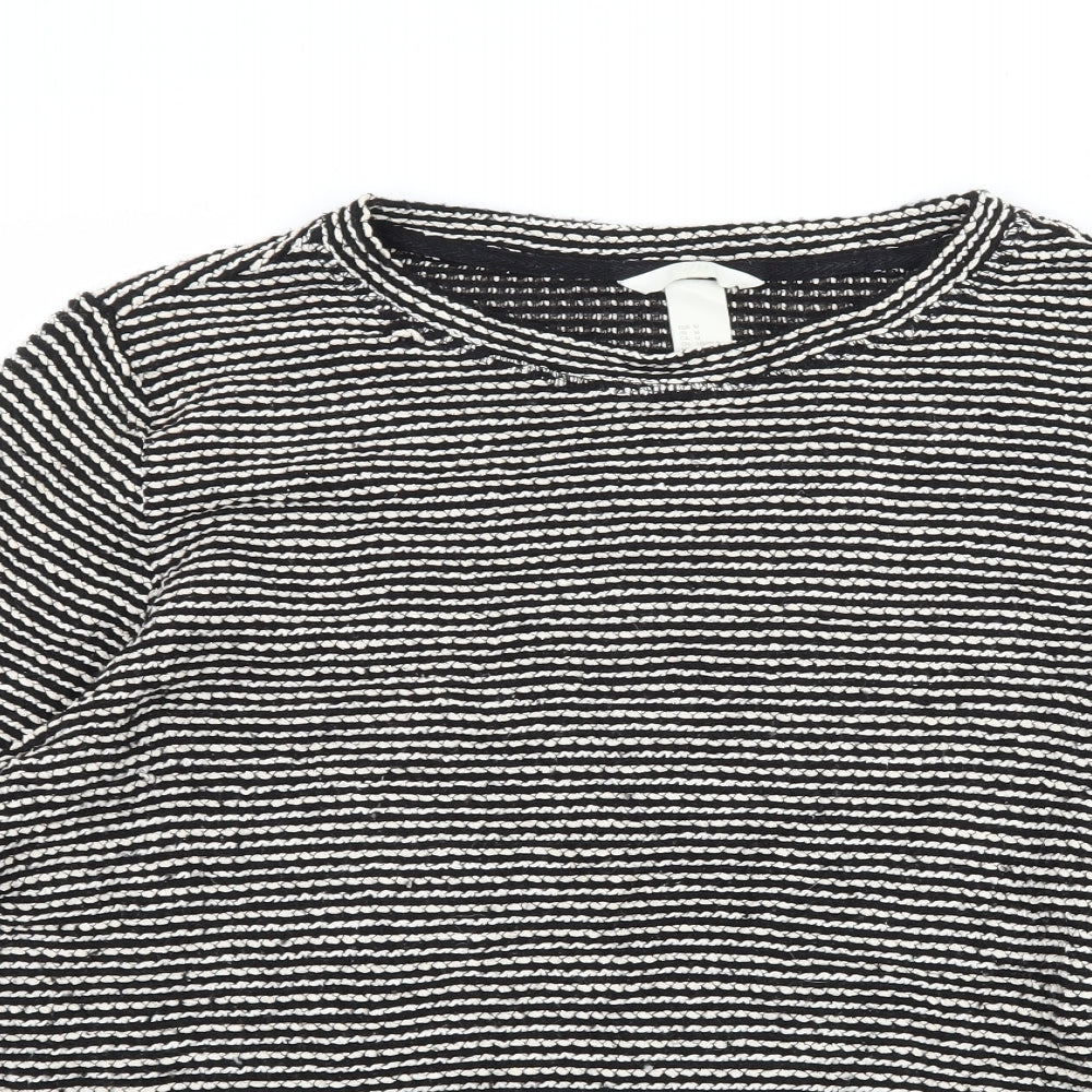 H&M Womens Black Striped Knit Pullover Jumper Size M