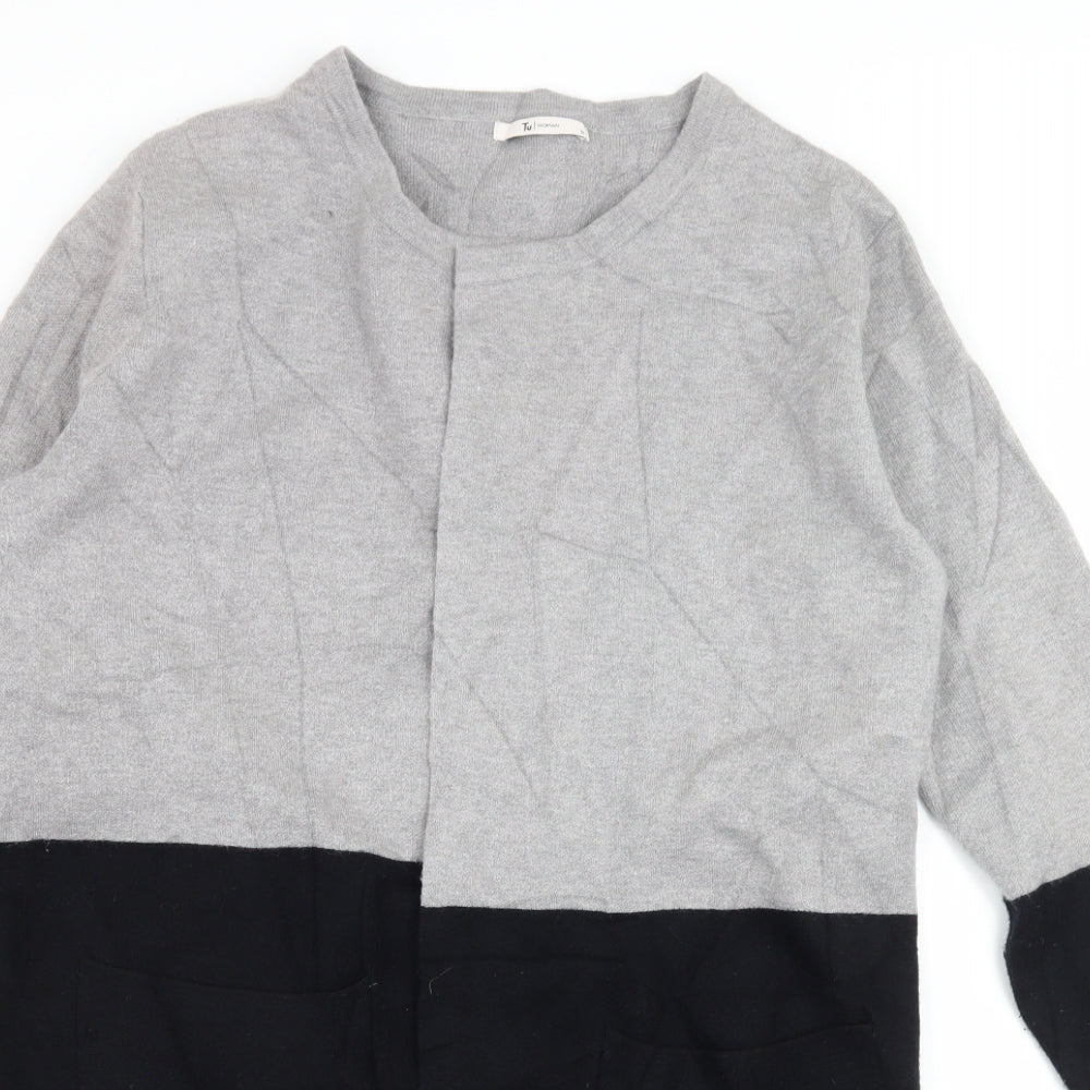 TU Womens Grey  Knit Cardigan Jumper Size 12