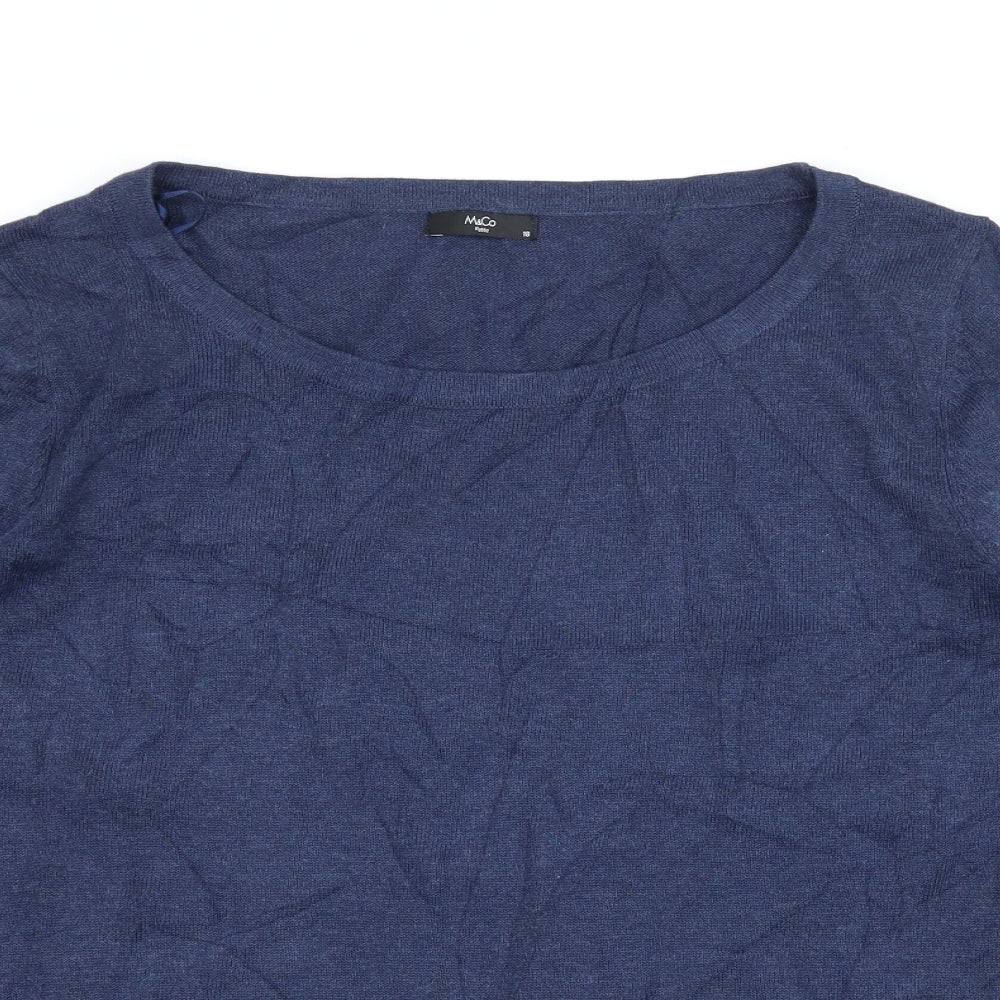 M&Co Womens Blue  Knit Pullover Jumper Size 18  - Crochet detail