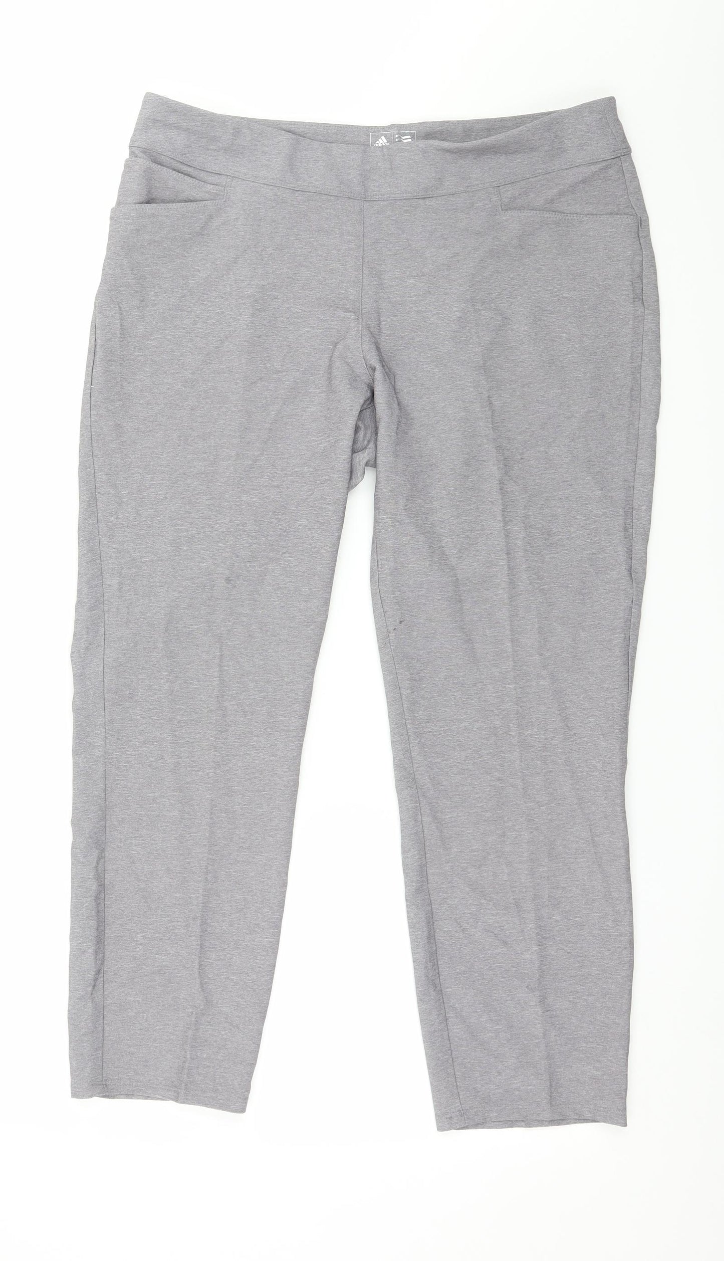 adidas Womens Grey  Jersey Cropped Trousers Size M L23 in