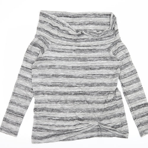 Papaya Womens Grey Striped Knit Pullover Jumper Size 14