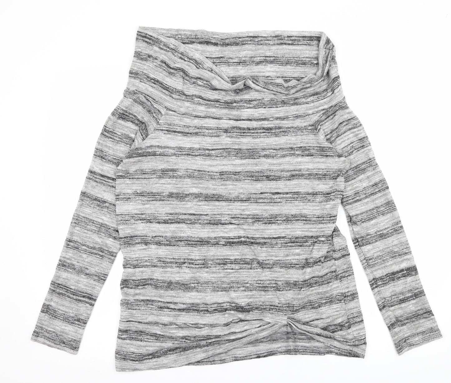 Papaya Womens Grey Striped Knit Pullover Jumper Size 14