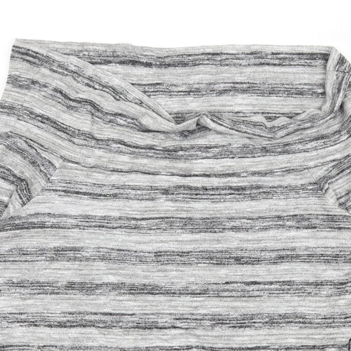 Papaya Womens Grey Striped Knit Pullover Jumper Size 14