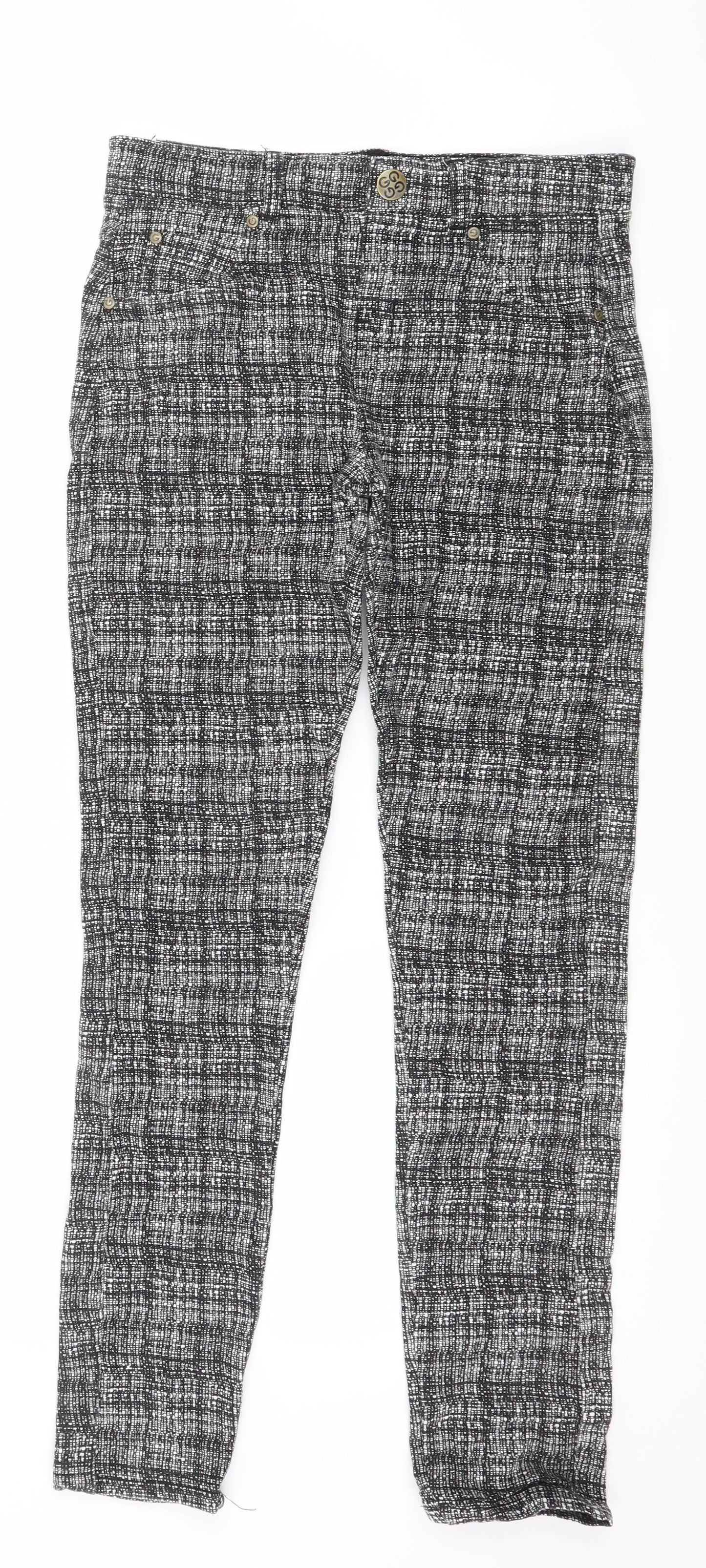 Golddigga Womens Black Geometric  Jegging Trousers Size 10 L27 in