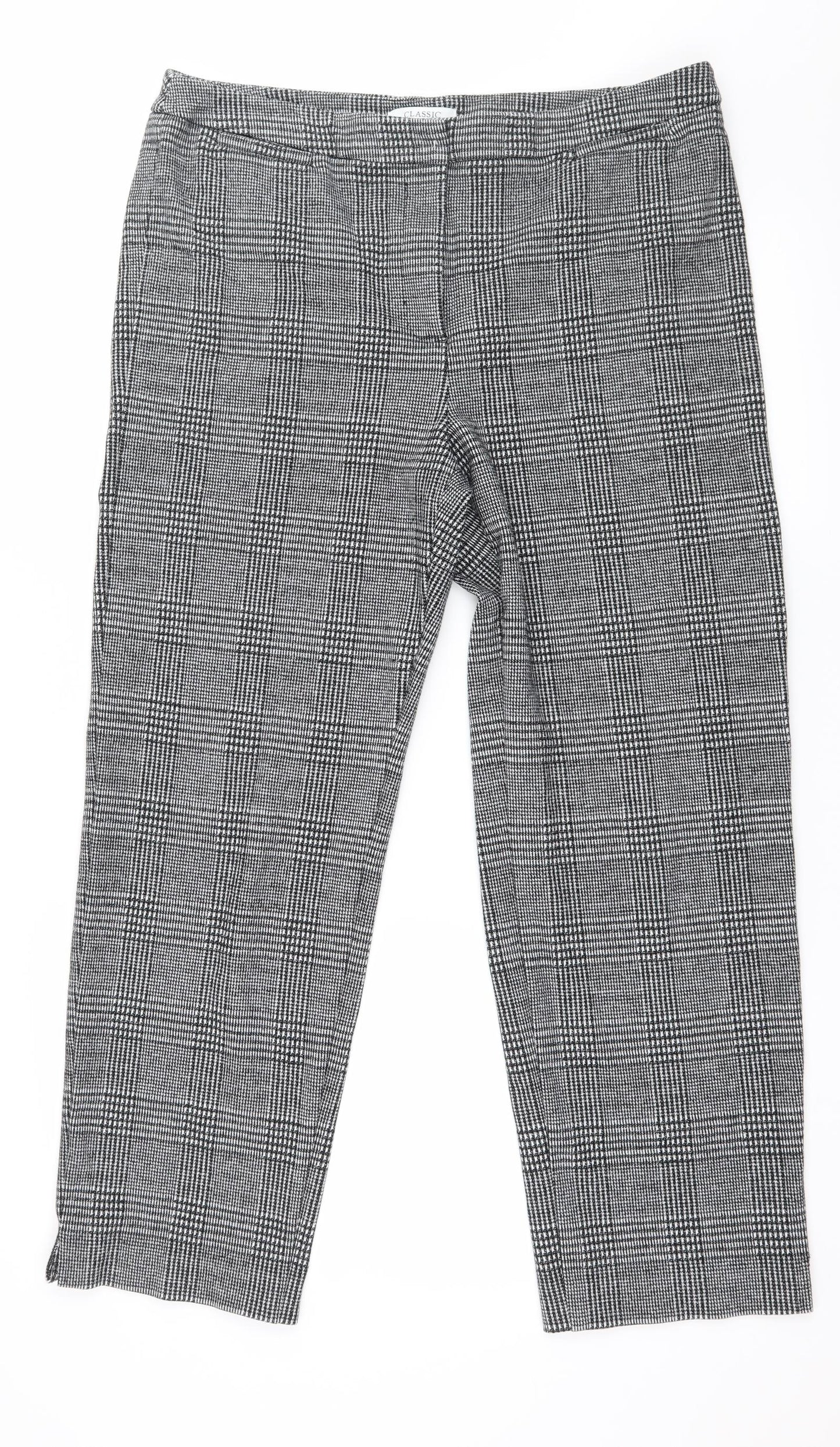 Marks and Spencer Womens Black Check  Trousers  Size 14 L26 in