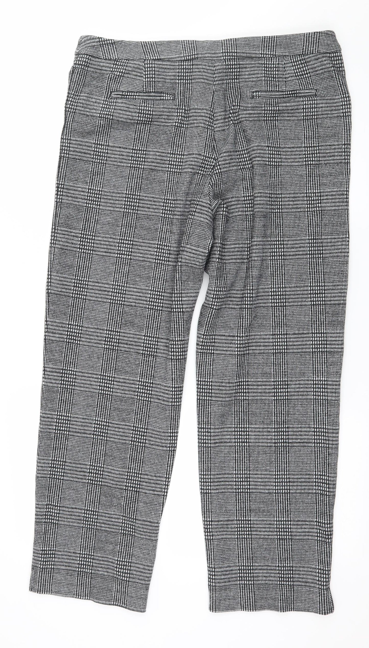 Marks and Spencer Womens Black Check  Trousers  Size 14 L26 in