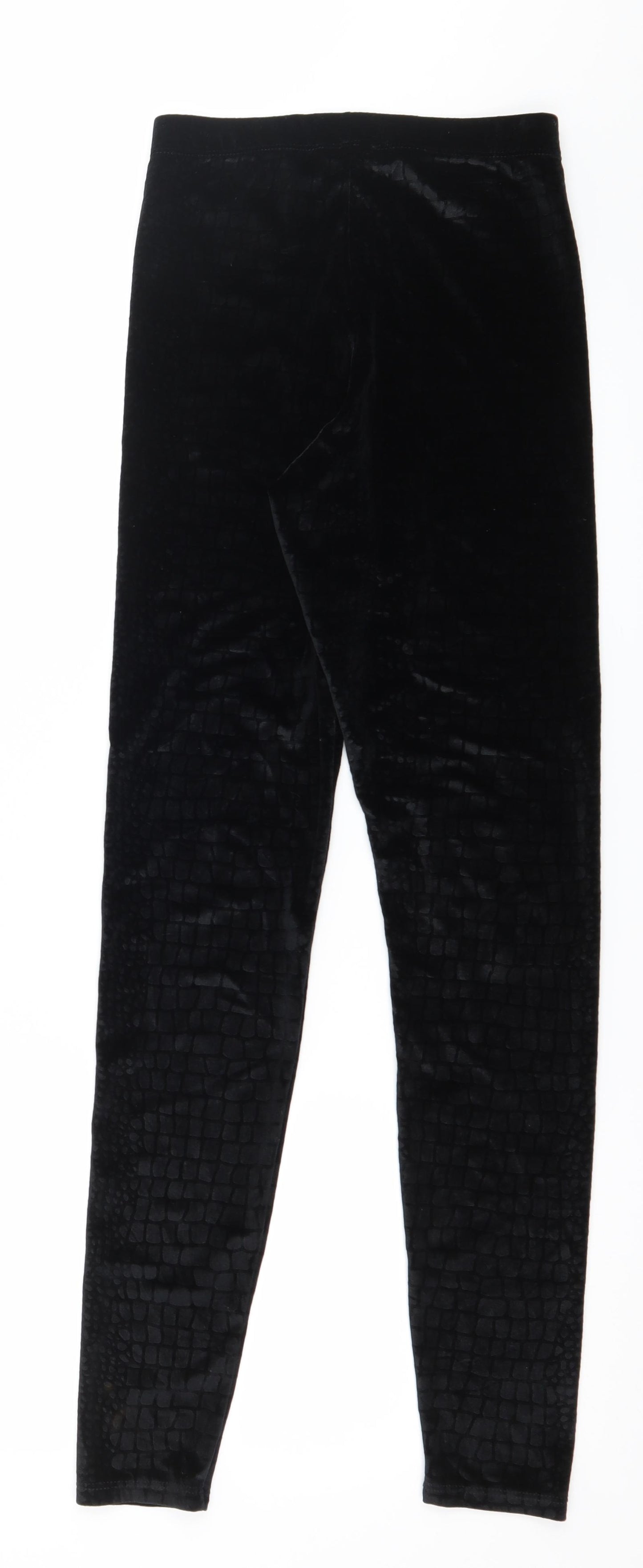Topshop Womens Black Geometric Velvet Capri Leggings Size 4 L28 in