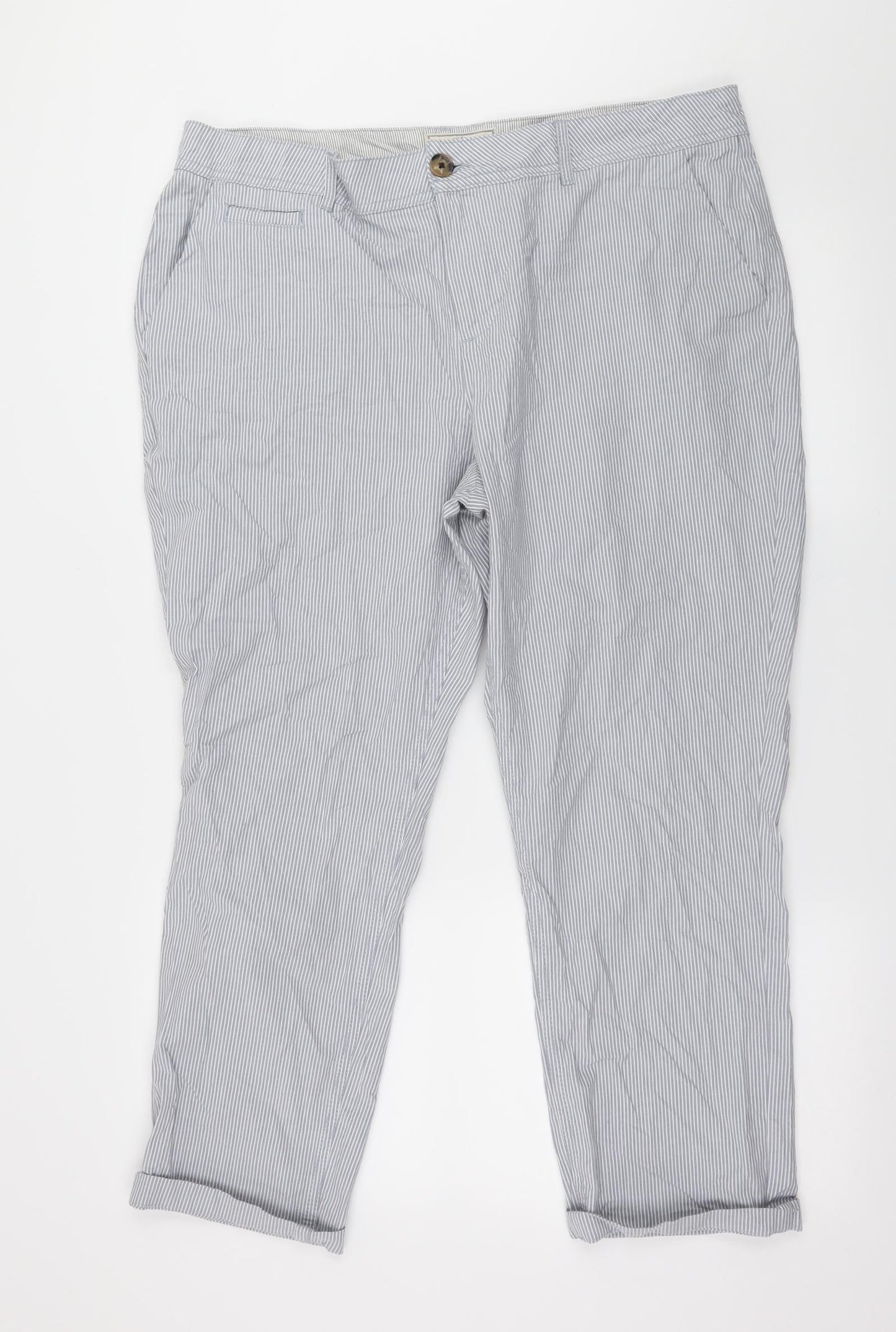 Fat Face Womens Blue Striped  Trousers  Size 16 L27 in