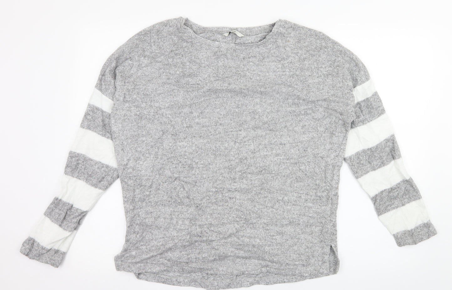George Womens Grey Striped Knit Pullover Jumper Size S