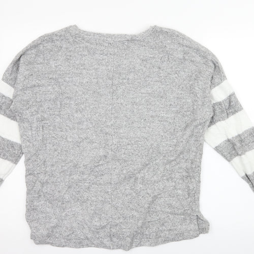 George Womens Grey Striped Knit Pullover Jumper Size S
