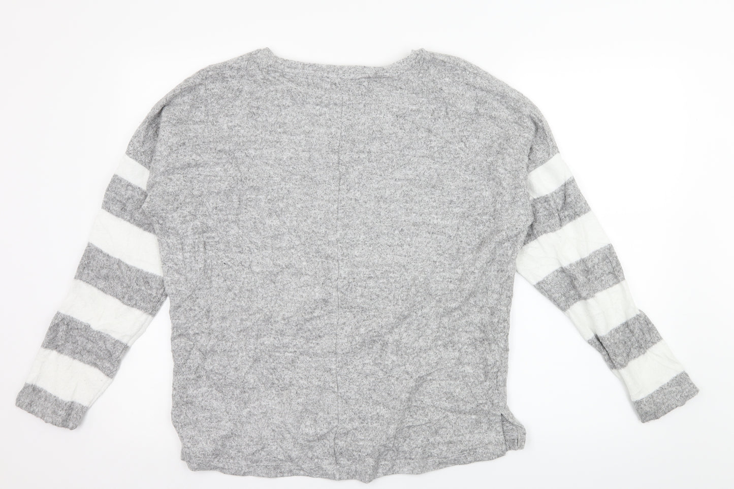 George Womens Grey Striped Knit Pullover Jumper Size S