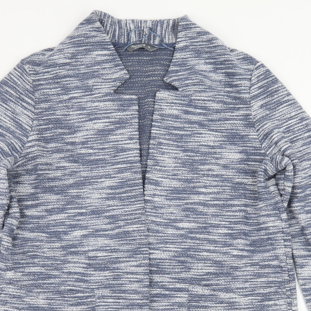 Nutmeg Womens Blue Striped Knit Jacket Coatigan Size 12