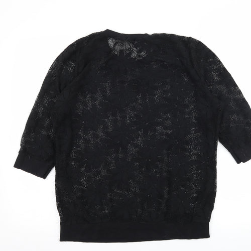 George Womens Black Floral Knit Pullover Jumper Size 14