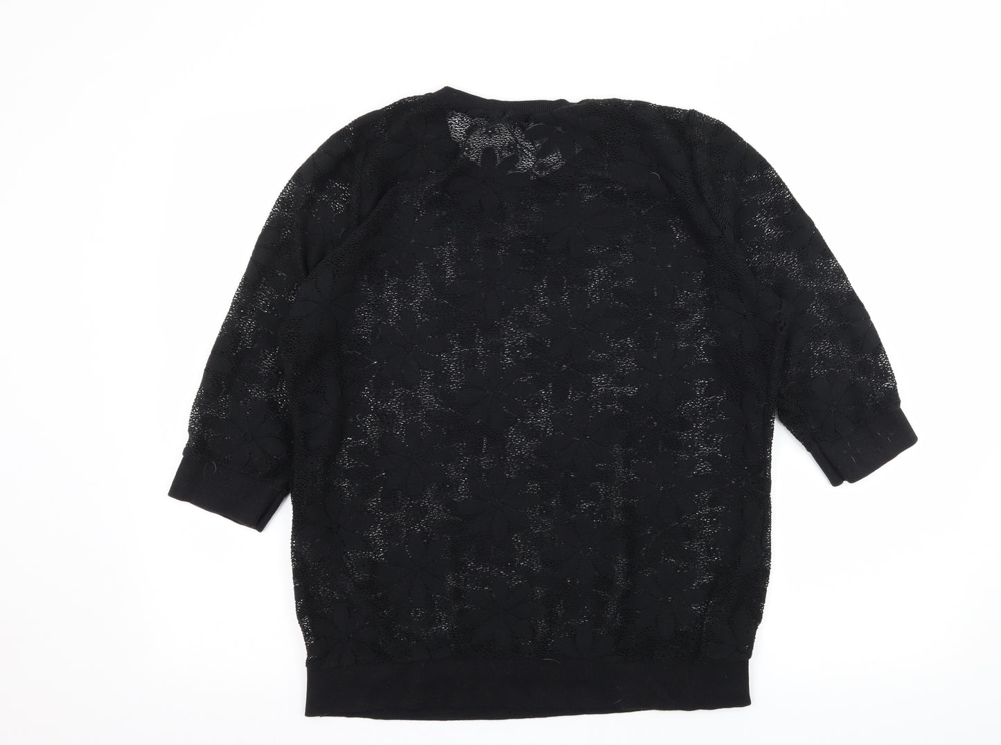 George Womens Black Floral Knit Pullover Jumper Size 14
