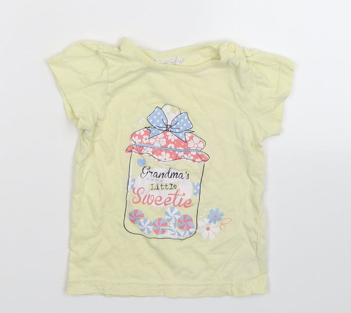 M&Co Girls Yellow Basic T-Shirt Size 2-3 Years