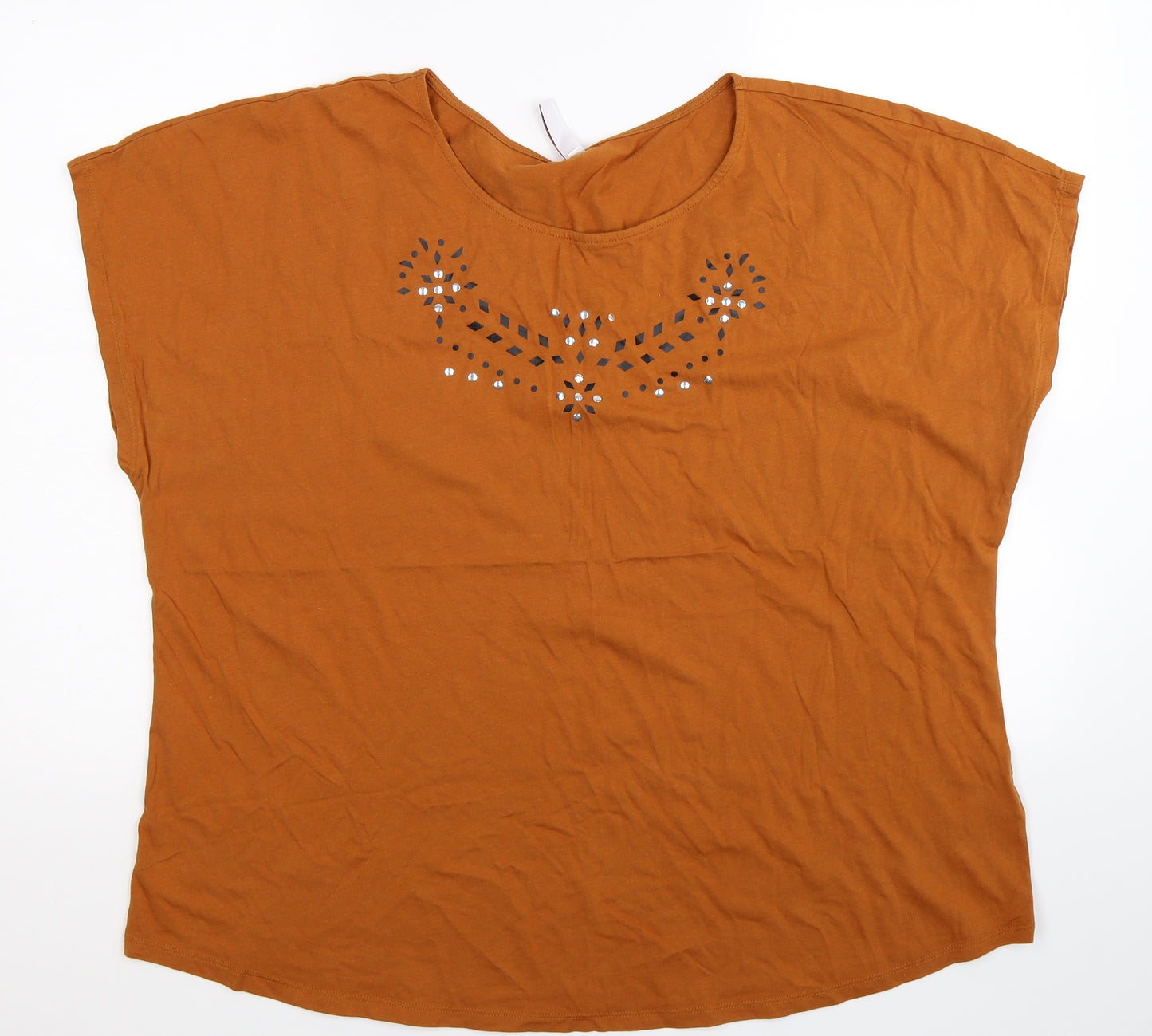 Sheego Womens Brown   Basic T-Shirt Size 24