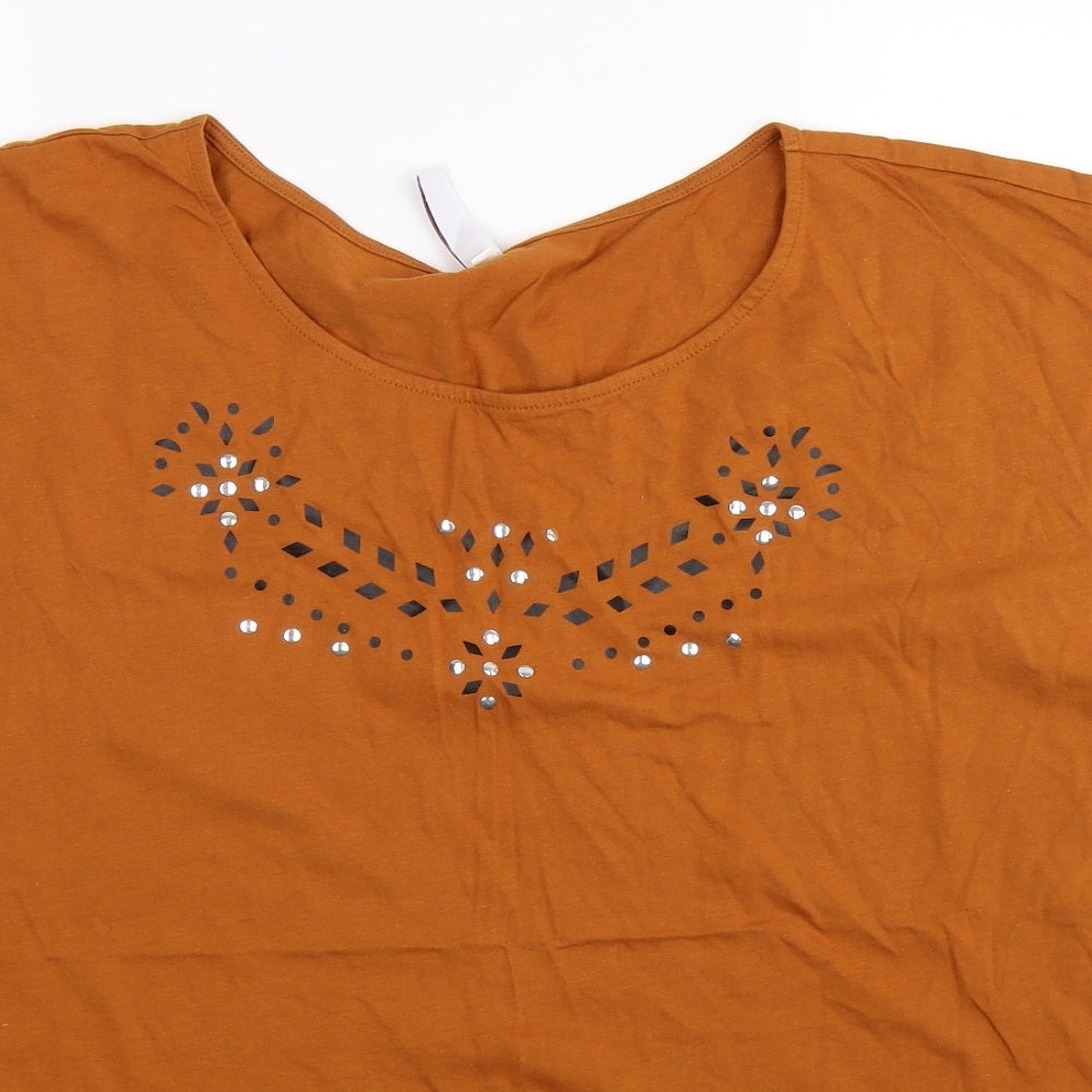 Sheego Womens Brown   Basic T-Shirt Size 24