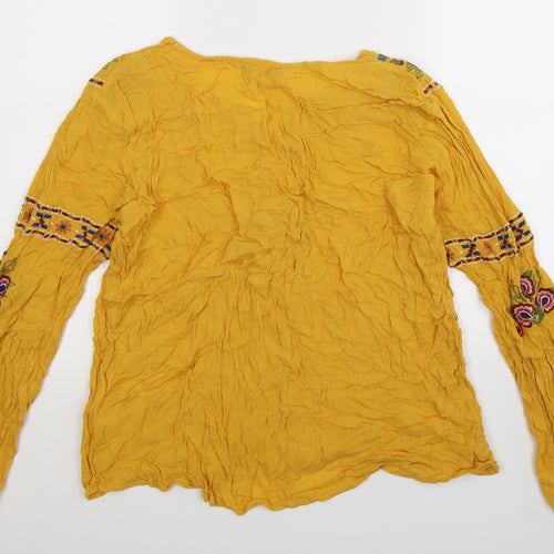 Papaya Womens Yellow Floral  Basic Blouse Size 18