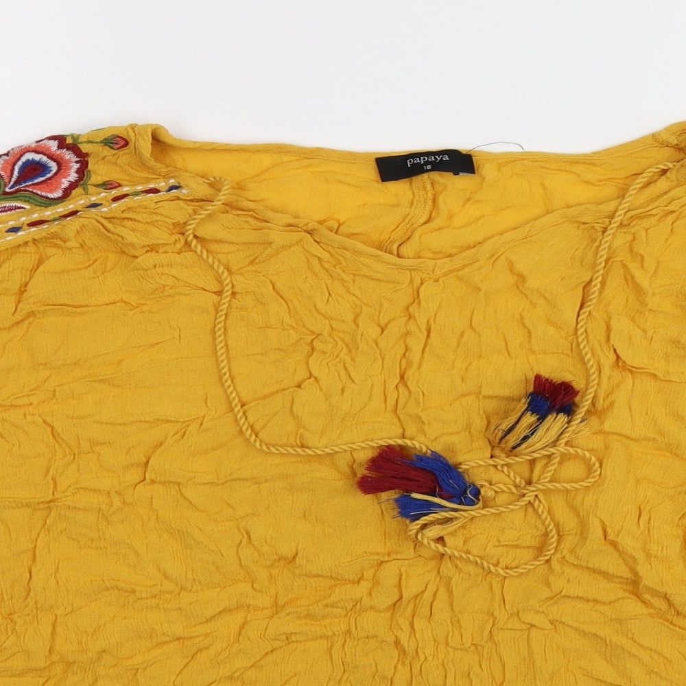 Papaya Womens Yellow Floral  Basic Blouse Size 18