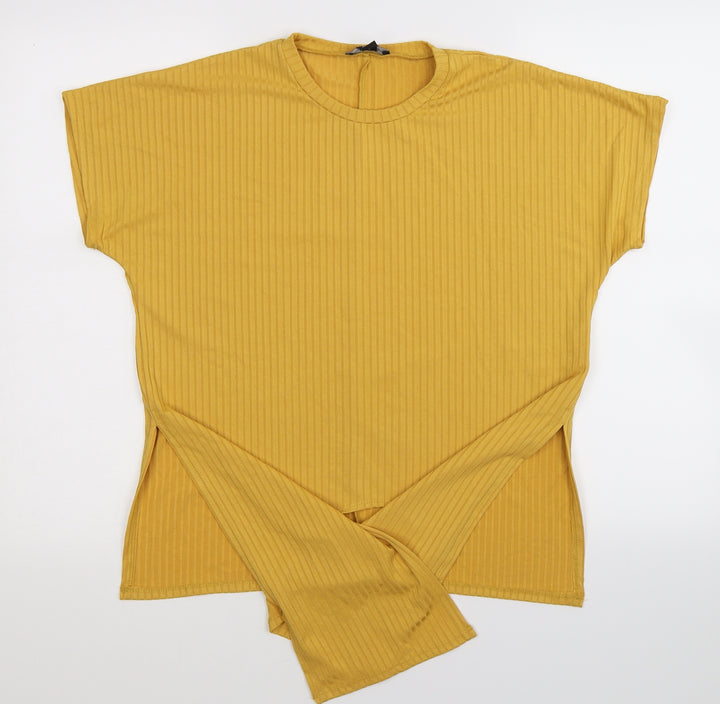 New Look Womens Yellow Basic T-Shirt Size 6 - Oversized