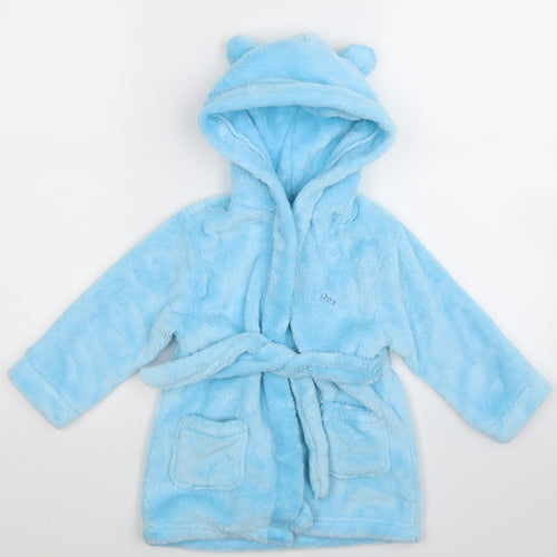 Rex Boys Blue Solid Fleece Kimono Robe Size 18-24 Months