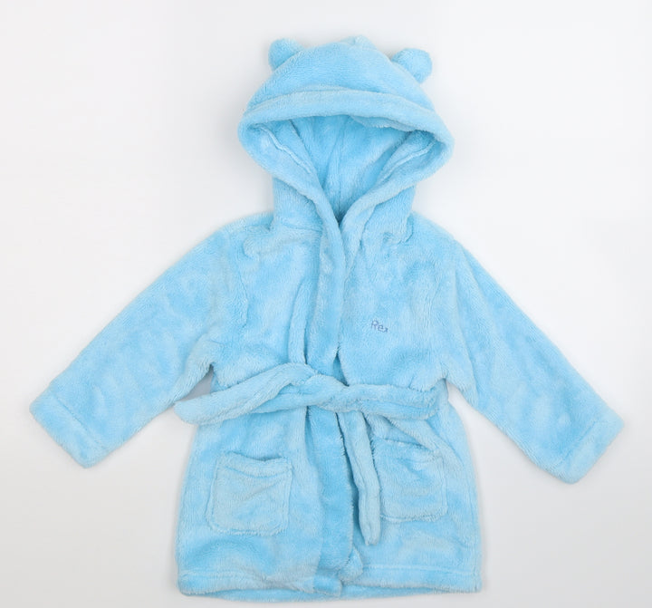 Rex Boys Blue Solid Fleece Kimono Robe Size 18-24 Months