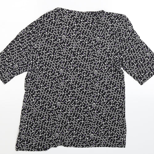 Marks and Spencer Womens Black Geometric  Basic T-Shirt Size 14