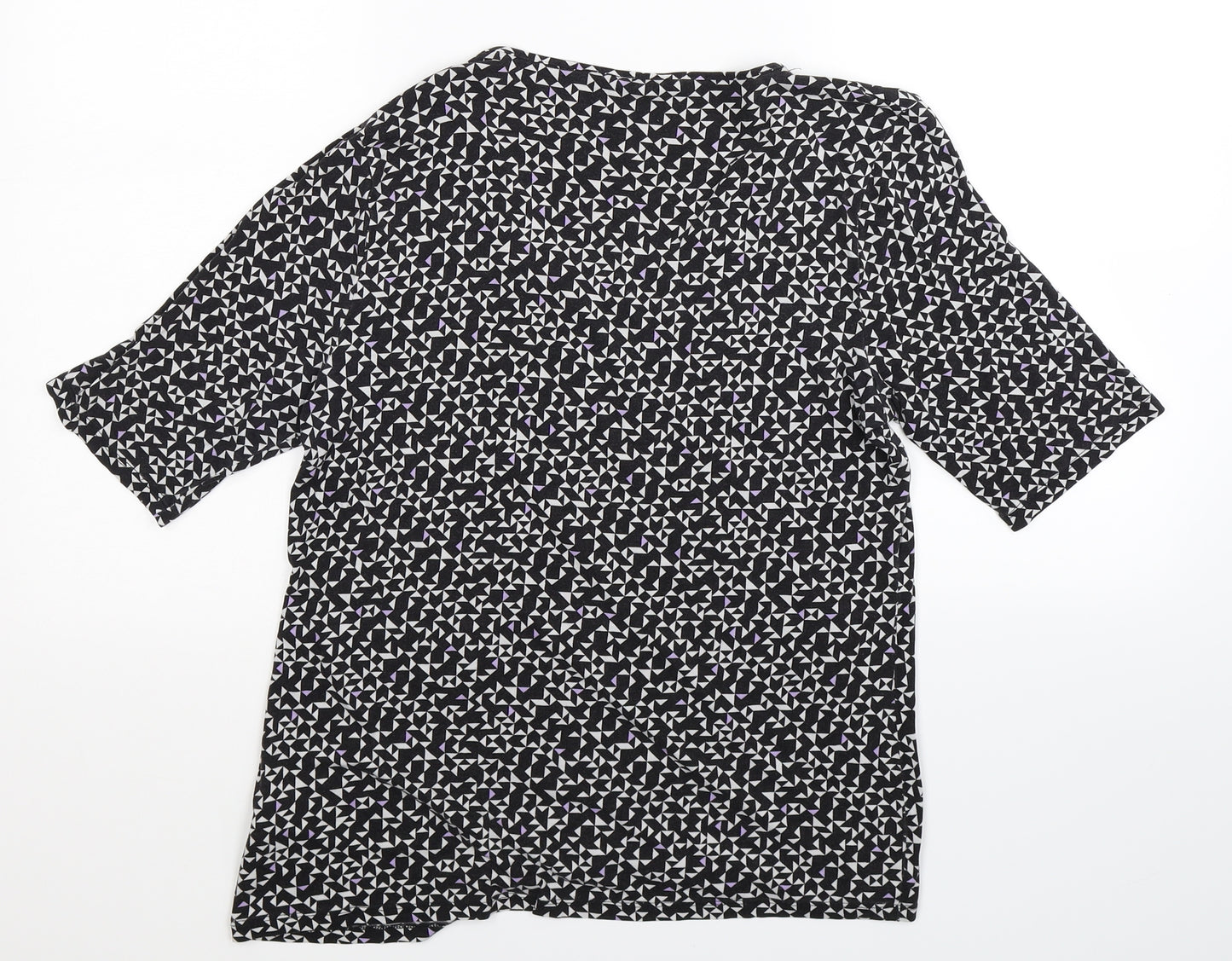Marks and Spencer Womens Black Geometric  Basic T-Shirt Size 14
