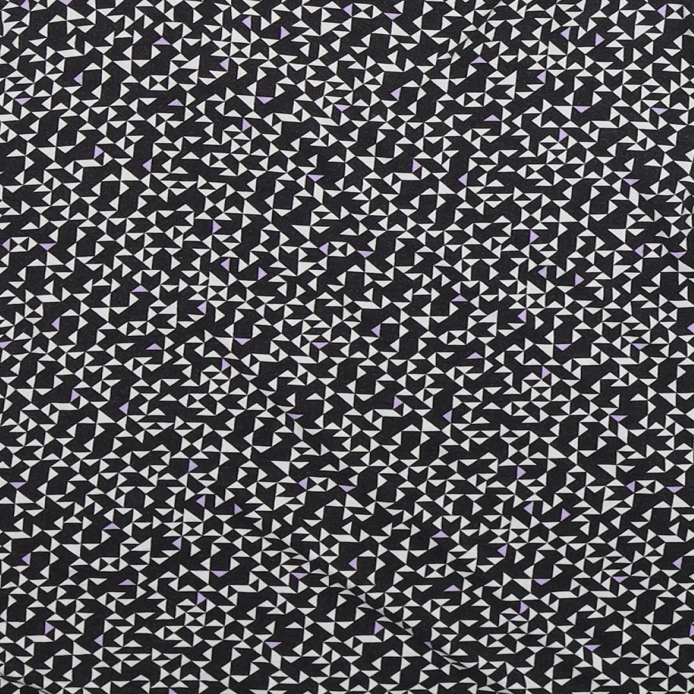 Marks and Spencer Womens Black Geometric  Basic T-Shirt Size 14