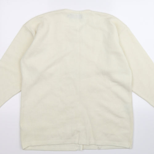 Paramour Womens White Floral Knit Cardigan Jumper One Size