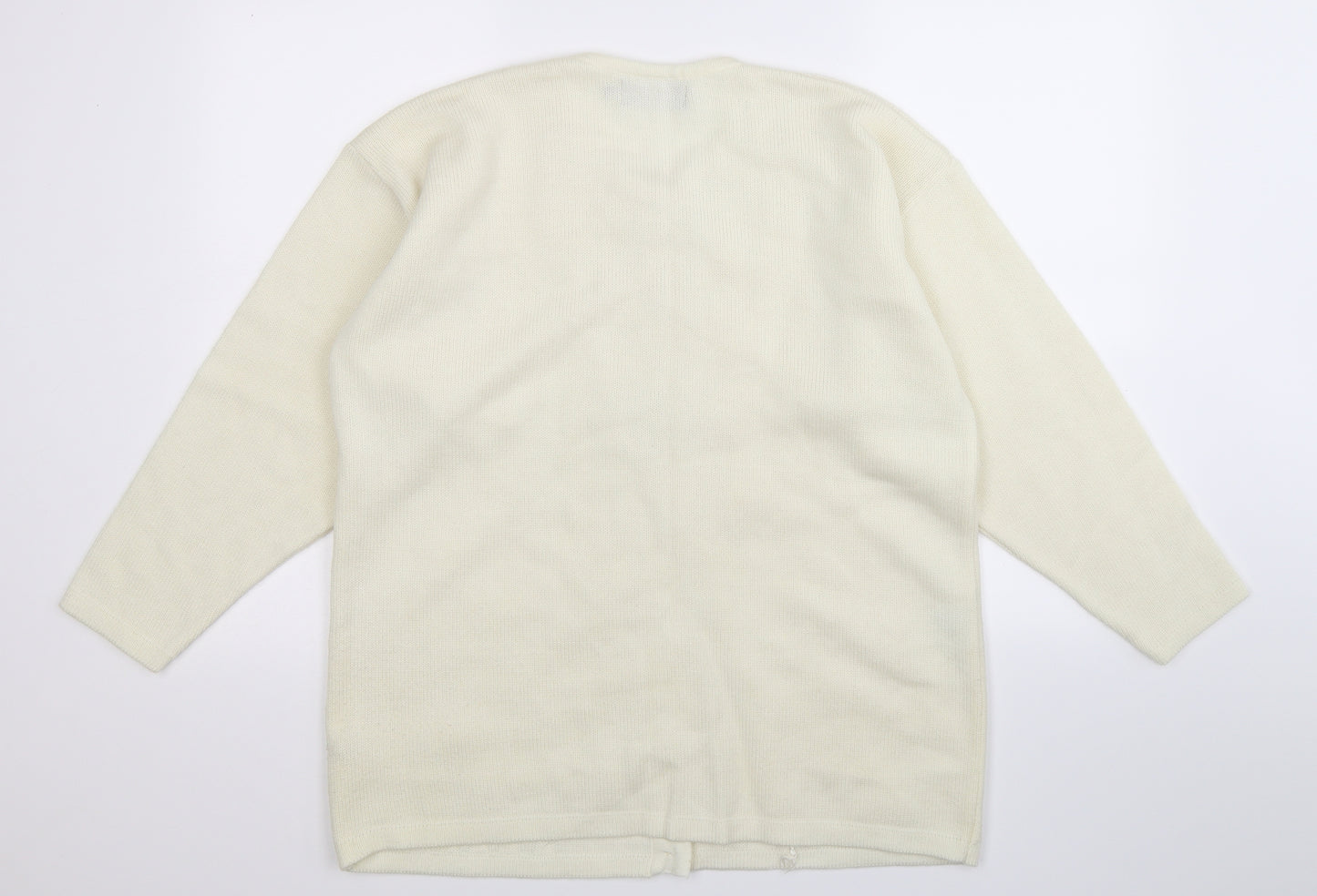 Paramour Womens White Floral Knit Cardigan Jumper One Size
