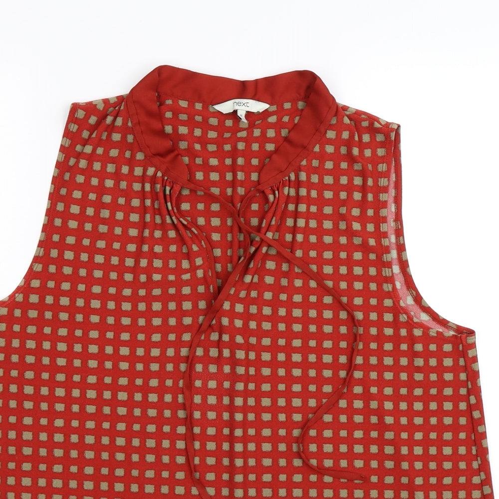 NEXT Womens Red Geometric  Basic Blouse Size 16