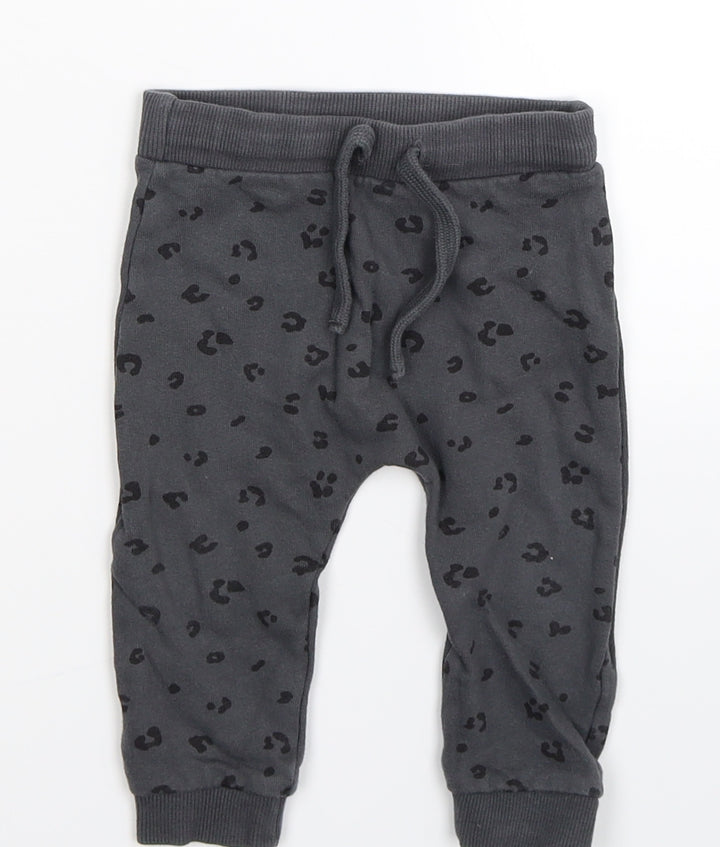 Disney Boys Grey Animal Print Jogger Trousers Size 9-12 Months