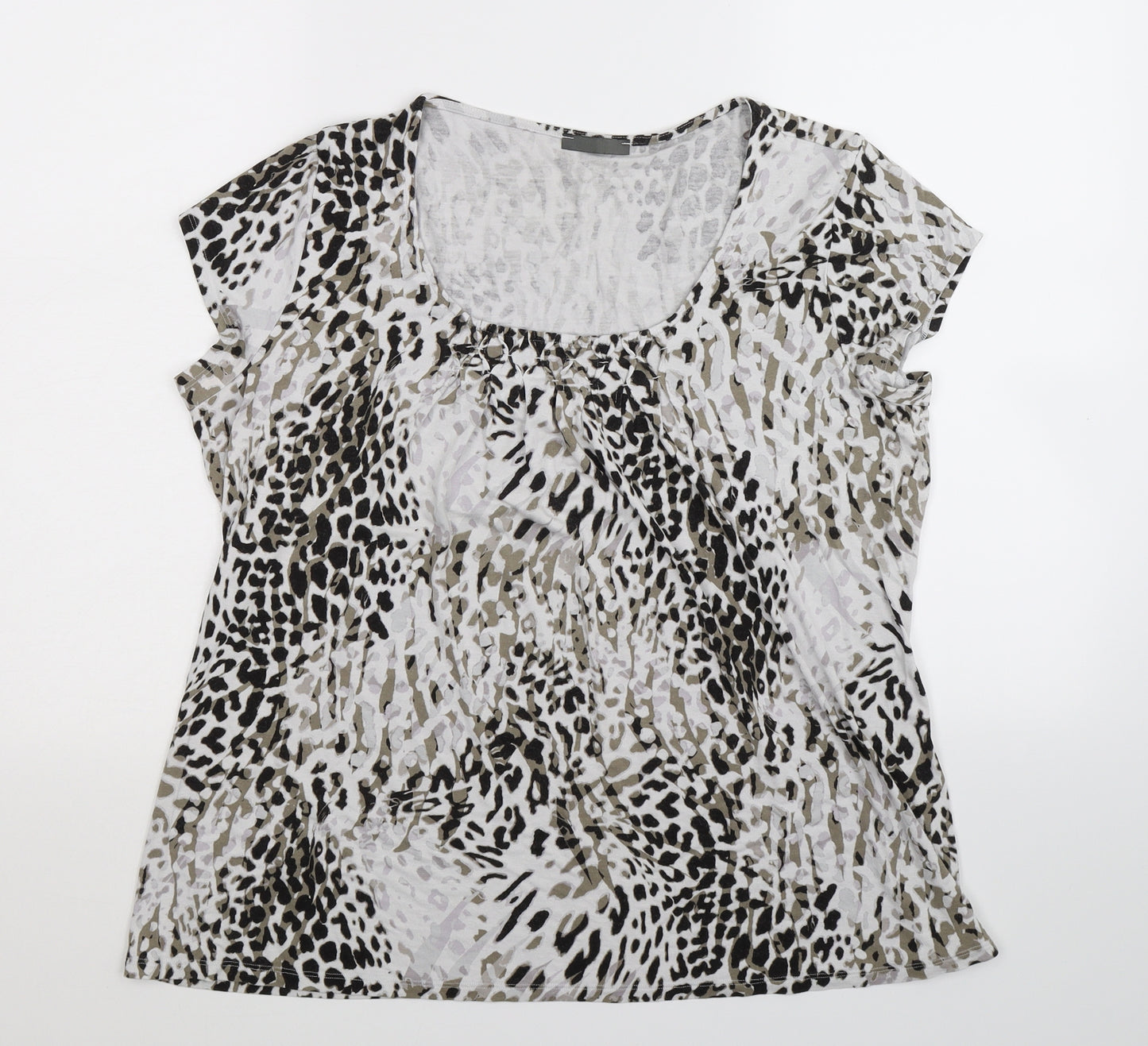 Preworn Womens Multicoloured Animal Print  Basic T-Shirt Size 16