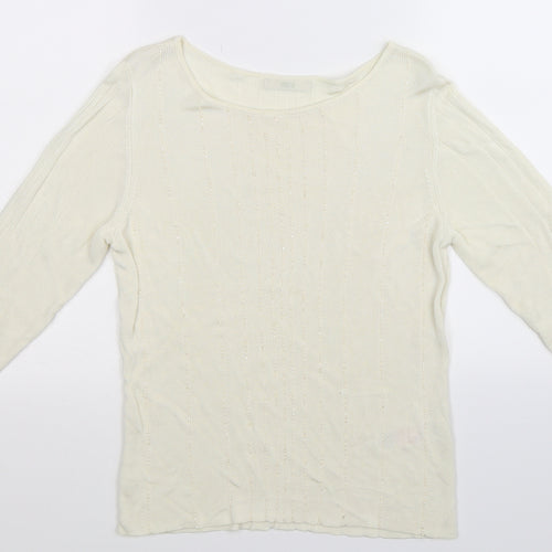 Marks and Spencer Womens White  Knit Pullover Jumper Size 16