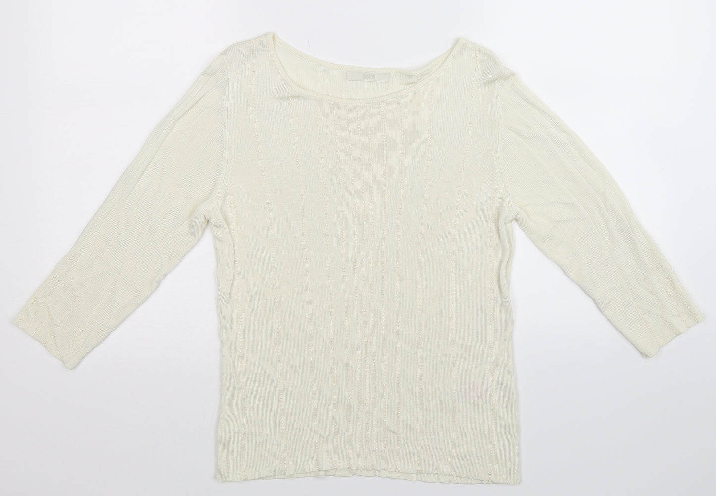 Marks and Spencer Womens White  Knit Pullover Jumper Size 16